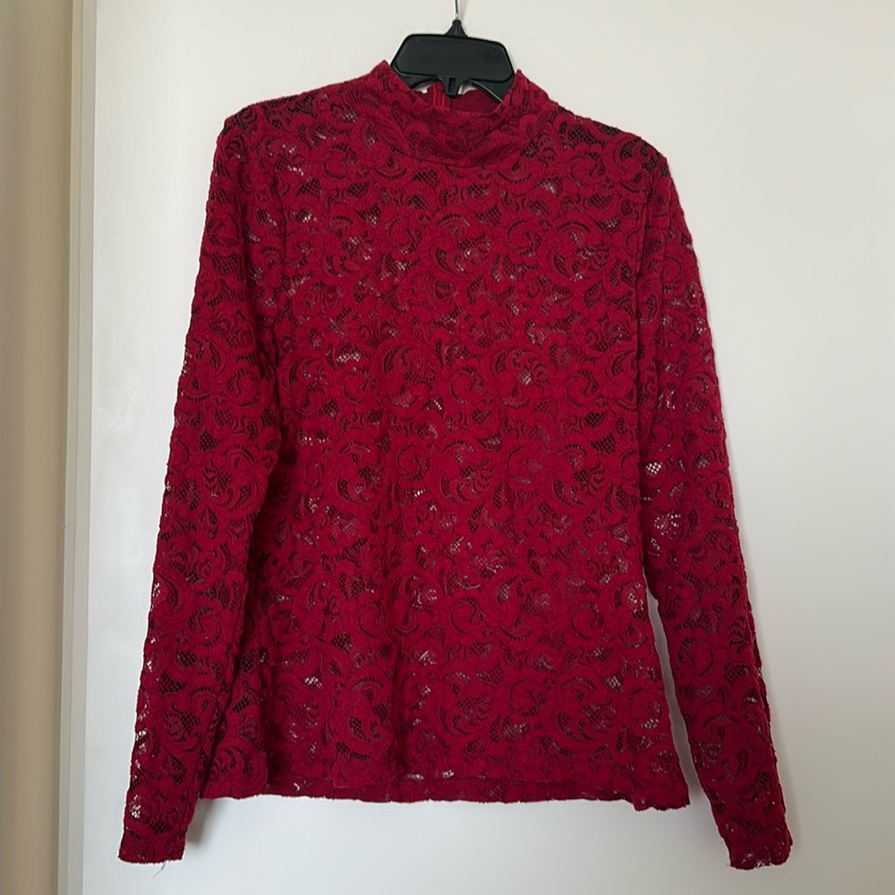 Burgundy lace blouse